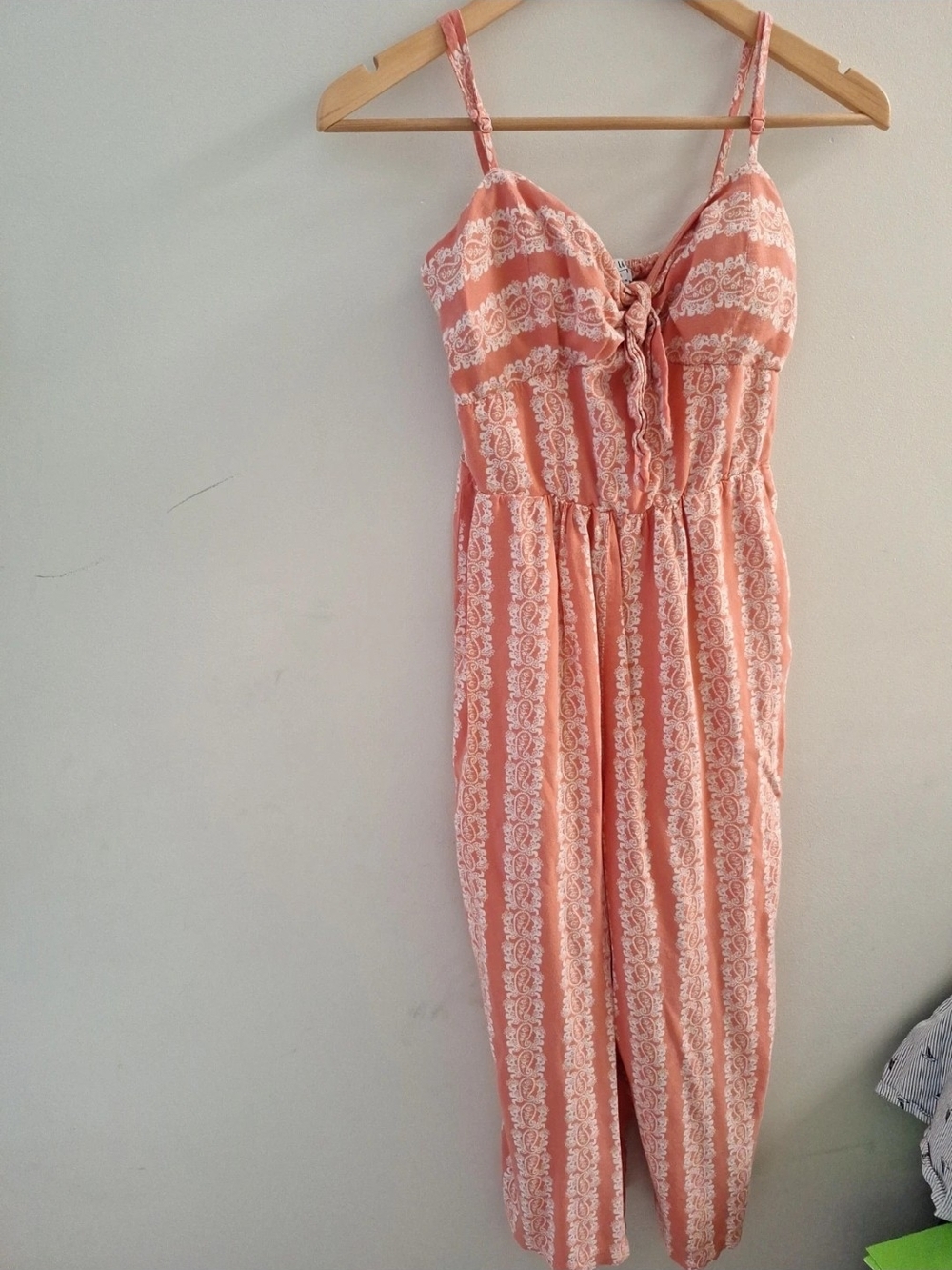 A.U.W. peach-colored one-piece jumpsuit with thin straps